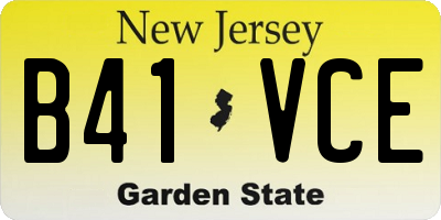 NJ license plate B41VCE