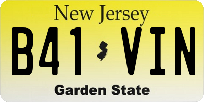 NJ license plate B41VIN