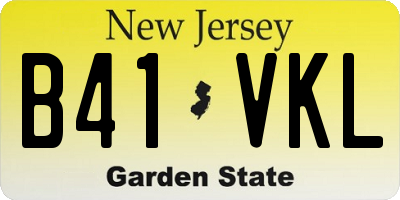 NJ license plate B41VKL