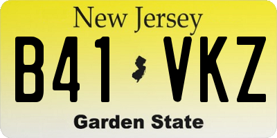 NJ license plate B41VKZ