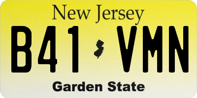 NJ license plate B41VMN