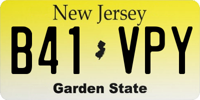 NJ license plate B41VPY