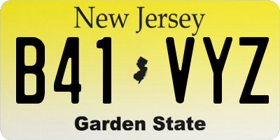 NJ license plate B41VYZ