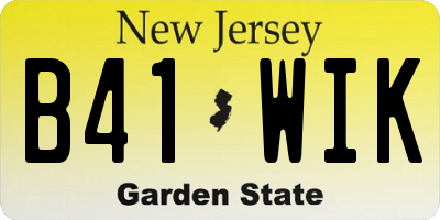 NJ license plate B41WIK
