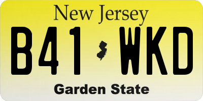 NJ license plate B41WKD