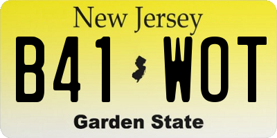 NJ license plate B41WOT