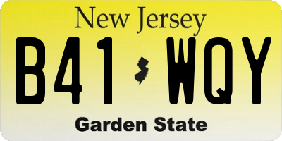 NJ license plate B41WQY