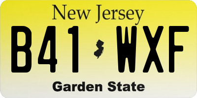 NJ license plate B41WXF