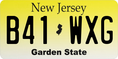 NJ license plate B41WXG