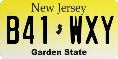 NJ license plate B41WXY