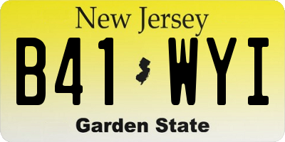 NJ license plate B41WYI