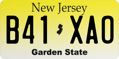 NJ license plate B41XAO