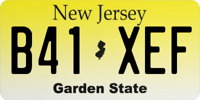 NJ license plate B41XEF