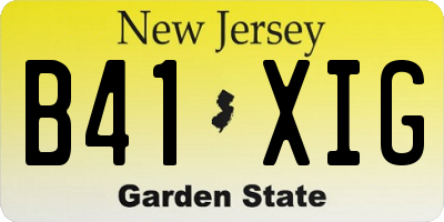 NJ license plate B41XIG