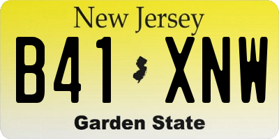 NJ license plate B41XNW