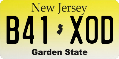 NJ license plate B41XOD