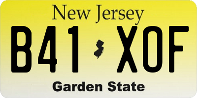 NJ license plate B41XOF