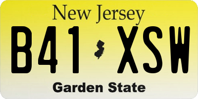 NJ license plate B41XSW