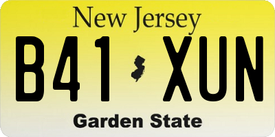NJ license plate B41XUN