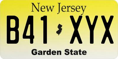 NJ license plate B41XYX