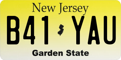 NJ license plate B41YAU