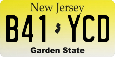 NJ license plate B41YCD