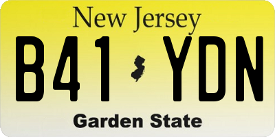 NJ license plate B41YDN
