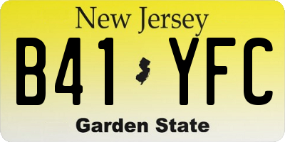 NJ license plate B41YFC