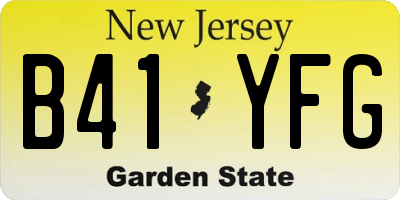NJ license plate B41YFG
