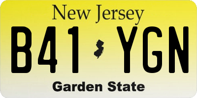 NJ license plate B41YGN