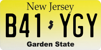 NJ license plate B41YGY