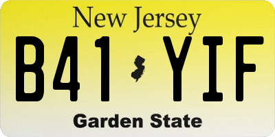 NJ license plate B41YIF