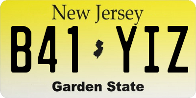 NJ license plate B41YIZ