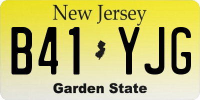 NJ license plate B41YJG