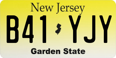 NJ license plate B41YJY
