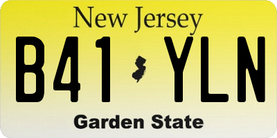 NJ license plate B41YLN