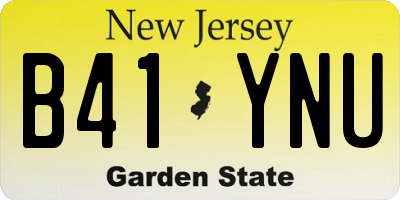 NJ license plate B41YNU