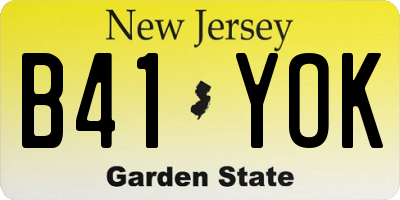 NJ license plate B41YOK