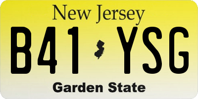 NJ license plate B41YSG