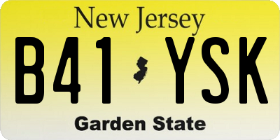 NJ license plate B41YSK