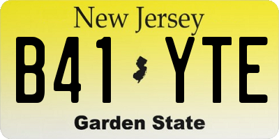 NJ license plate B41YTE