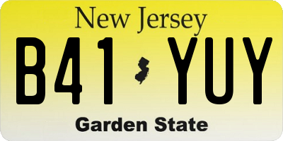 NJ license plate B41YUY