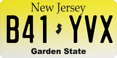NJ license plate B41YVX