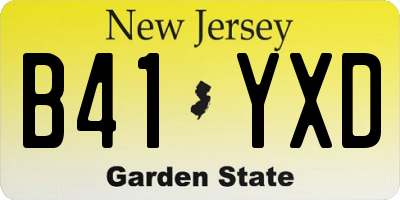 NJ license plate B41YXD