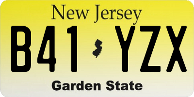 NJ license plate B41YZX