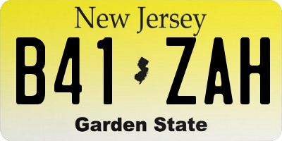 NJ license plate B41ZAH