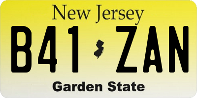 NJ license plate B41ZAN