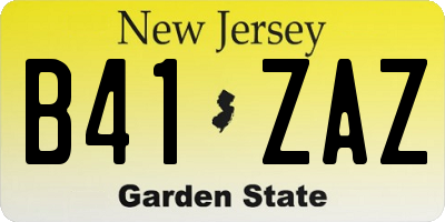 NJ license plate B41ZAZ