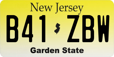 NJ license plate B41ZBW