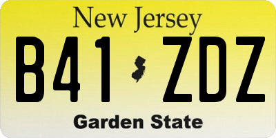 NJ license plate B41ZDZ